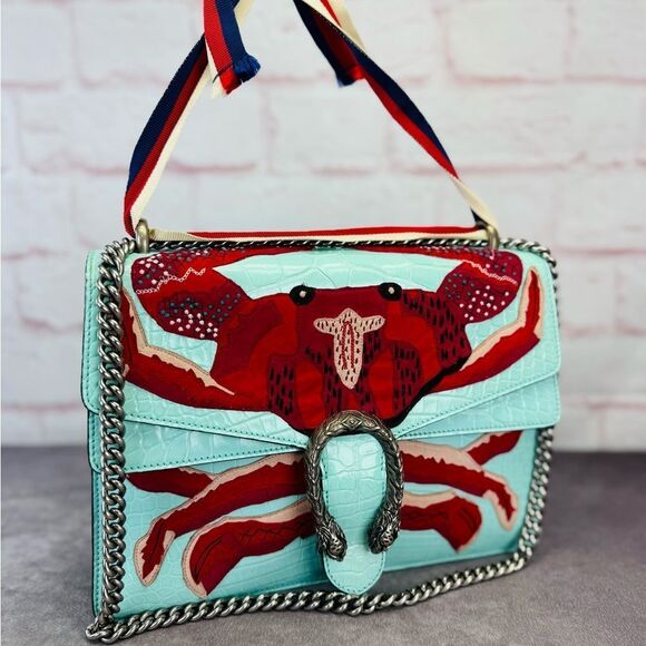 Gucci Croc Embossed Dionysus Crab Embroidered Limited Edition Runway Bag - Picture 1 of 16